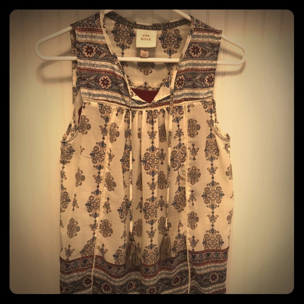 Boho tank with matching maroon cami Small